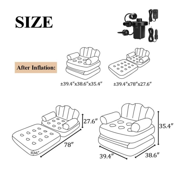 51iFrAU0FOL Luxury Inflatable Lounge Chair & Foldable Air Mattress for Outdoor Camping