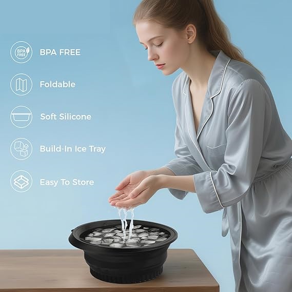 71kmWdUe0ZL._SX569_ Portable Silicone Ice Facial Bowl for Face Dip & De-Puffing – Black