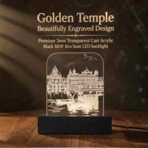 1 Golden Temple Amritsar 7-Inch LED Table Lamp with Black Base
