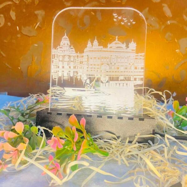 4 Golden Temple Amritsar 7-Inch LED Table Lamp with Black Base