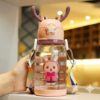 Kids Water Bottle with Cute Cartoon Design | Leakproof Sipper Bottle with Straw & Adjustable Strap