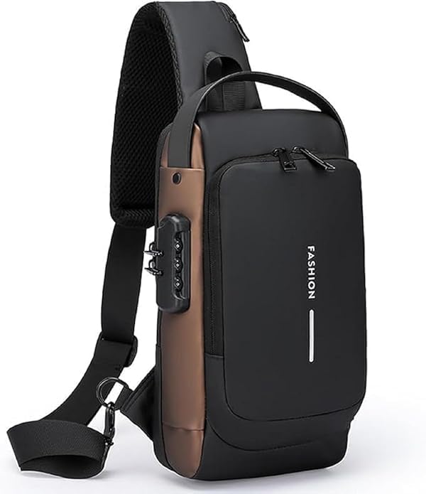 41udMWDG+iL Multifunctional Crossbody Bag for Men and Women | Waterproof PU Leather Sling Bag with Multi-Pockets