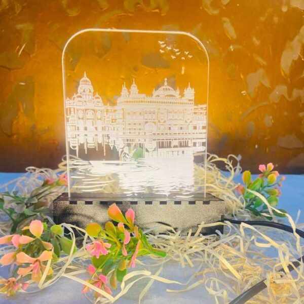 5 Golden Temple Amritsar 7-Inch LED Table Lamp with Black Base