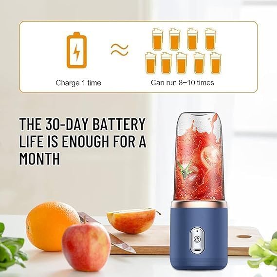 Portable Juicer Blender with 6 Blades | Rechargeable Battery Smoothie Maker