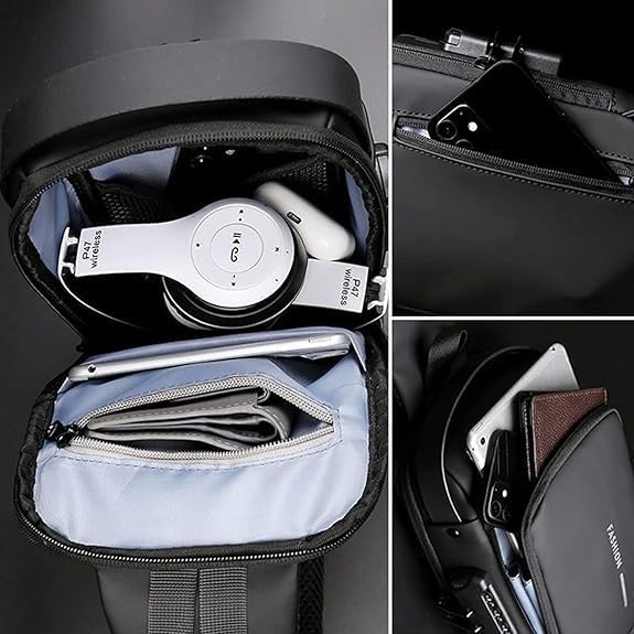51OolD3i+qL Multifunctional Crossbody Bag for Men and Women | Waterproof PU Leather Sling Bag with Multi-Pockets