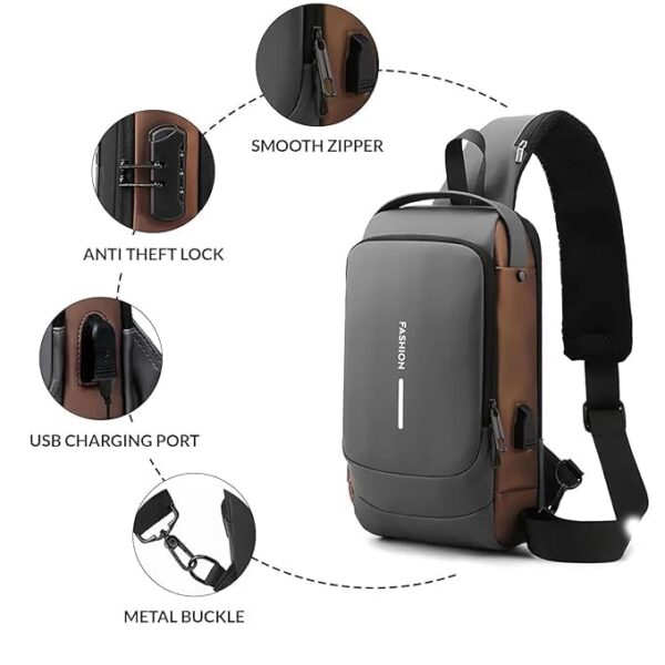 51b0eJ3+2GL Multifunctional Crossbody Bag for Men and Women | Waterproof PU Leather Sling Bag with Multi-Pockets