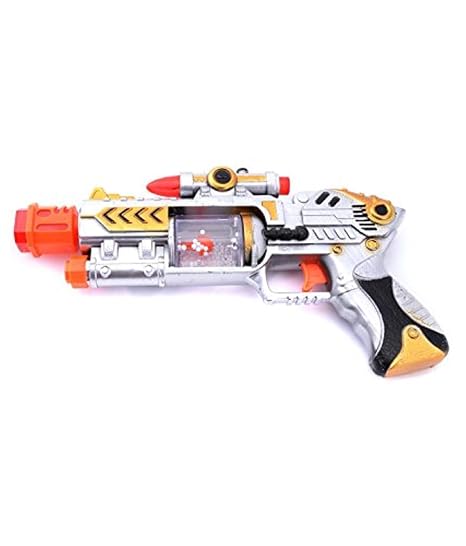 51syFvHsbaL._SX466_ Futuristic Sci-Fi Laser Blaster Toy – Mechanical Rotating Barrel with Muzzle Vibration