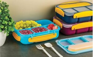 High-Capacity Bento Lunch Box with Spoon & Fork | Break-Resistant Kids Tiffin Box