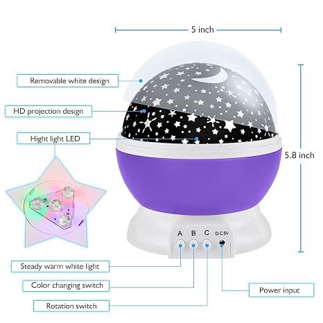 61OdHFqrAZL._SX466_ 360° Rotating Star Moon Night Light Projector for Kids | Star Master Cosmos Lamp for Birthday Gifting