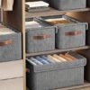 61Oud6uquQL._SX569_ Folding Storage Box with Lid | Collapsible Clothes & Wardrobe Organizer Bins