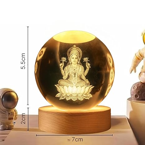 61YGABBZM7L._SX466_ Elegant Spiritual Goddess Lakshmi & Lord Shiva Engraved Crystal Ball Desk Light