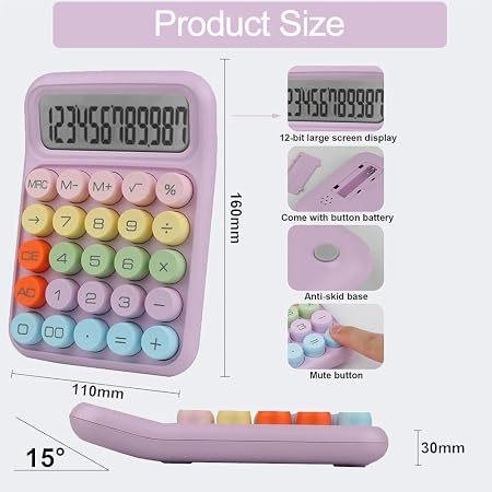 61vXFTIn6QL._SY450_ Cute Colorful Mechanical Keyboard Calculator – Battery-Powered Calculation Stand with Auto-Sleep