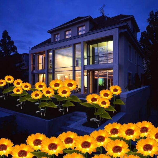 61zFqSPeLxL._SL1000_ Vibrant Solar LED Sunflower Pathway Lights | Durable Outdoor Flower Decor Stakes for Garden & Lawn-Set of 2