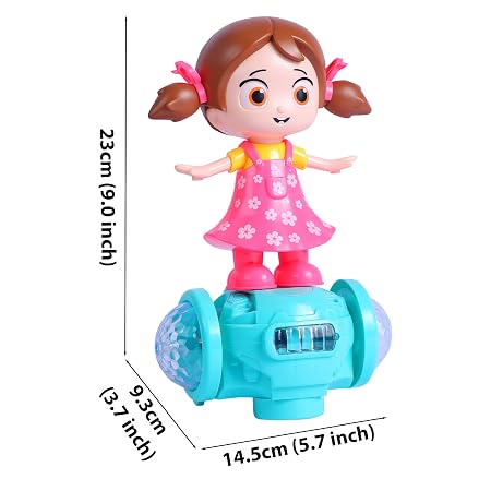 718XwX3aLVL._SY450_ Musical Dancing Girl Doll Toy | 360-Degree Rotating Bump & Go Toy with LED Lights