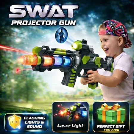 Projection Gun Toy with Vibrant Image Slides | Light & Sound Toy Gun for Kids