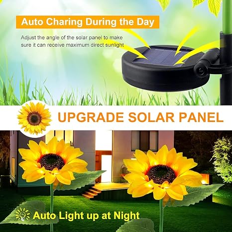 71FUaEbJaaL._SX466_ Vibrant Solar LED Sunflower Pathway Lights | Durable Outdoor Flower Decor Stakes for Garden & Lawn-Set of 2