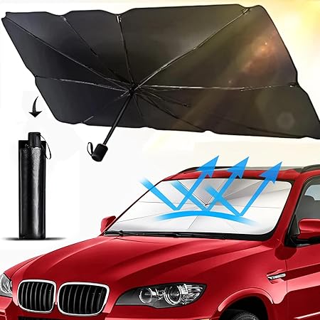 71G4+43OSGL._SY450_ Heavy Duty Heat Protection Car Sunshade Umbrella | Puncture-Proof Rib Design