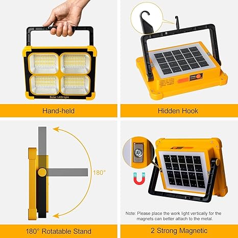 Premium Portable LED Solar Work Light – Rechargeable Emergency Lantern with Power Bank