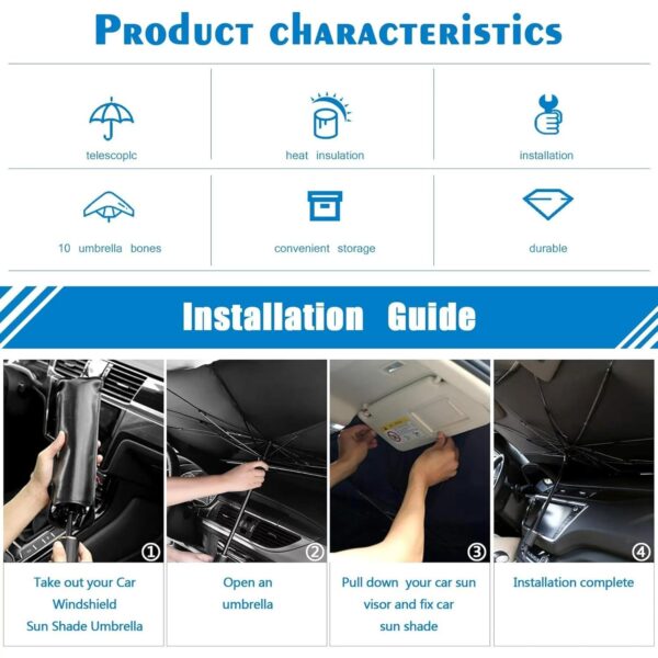 71PS72kW-9L._SL1500_ Heavy Duty Heat Protection Car Sunshade Umbrella | Puncture-Proof Rib Design