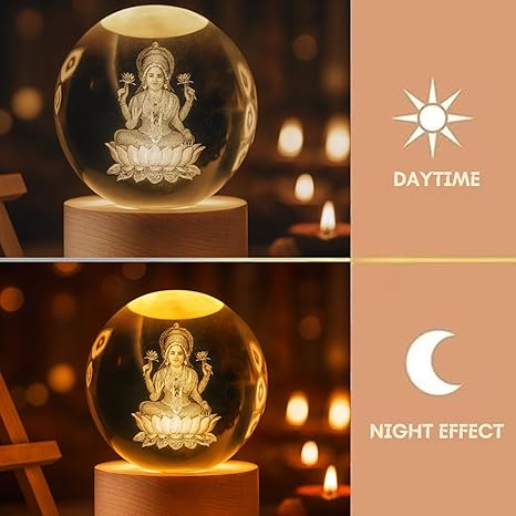 71YATQAB5IL._SX466_ Elegant Spiritual Goddess Lakshmi & Lord Shiva Engraved Crystal Ball Desk Light