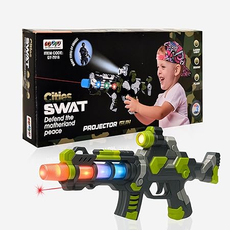 Projection Gun Toy with Vibrant Image Slides | Light & Sound Toy Gun for Kids
