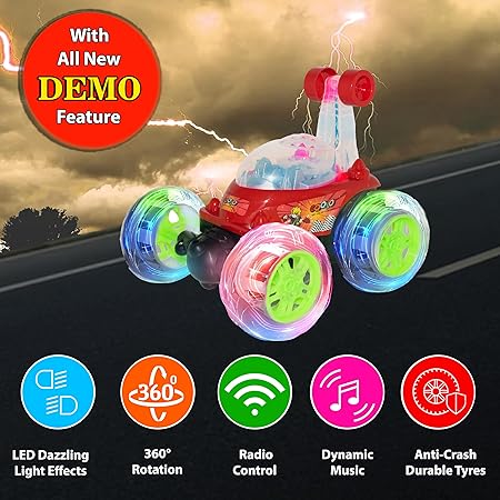 360° Rotating RC Stunt Car Toy | Rechargeable Multidirectional Stunt Vehicle with LED Lights