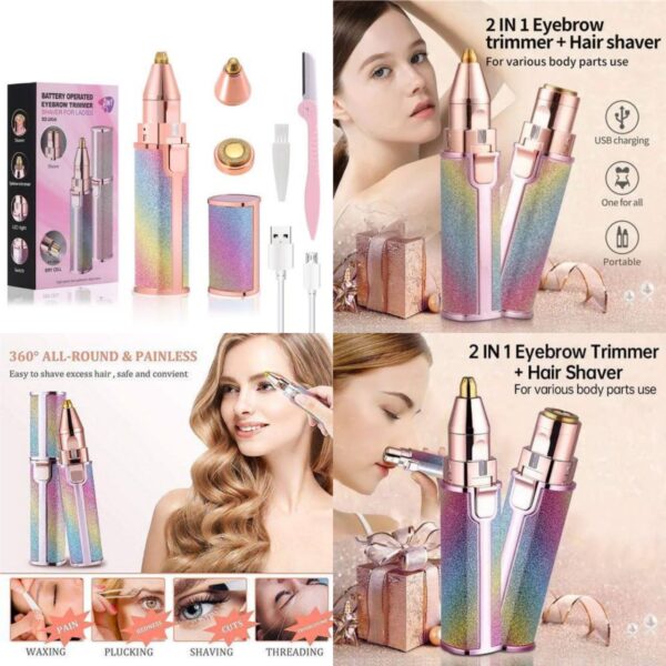 -OI_UzMSaxgJs-E2-O3Y Electric Eyebrow Trimmer for Women | Painless Facial Hair Remover Pen