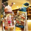 Kids Water Bottle with Cute Cartoon Design | Leakproof Sipper Bottle with Straw & Adjustable Strap