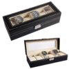 -ONU7DFfMAfcsqfKatp0 Premium 6-Slot Watch Box Organizer with Glass Display Top | Luxury Faux Leather Storage Case