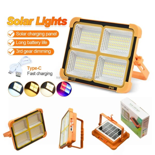 Premium Portable LED Solar Work Light – Rechargeable Emergency Lantern with Power Bank