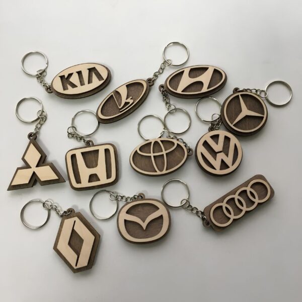 Keychain (5) Precision Cut Custom Shape MDF Keychains Printed Brand Logo Keychain